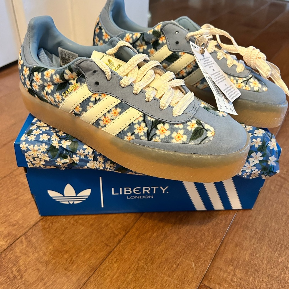 Adidas sambae Liberty London Floral Shoes - Blue and Yellow 6.5